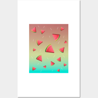 Watermelon slices pattern illustration Posters and Art